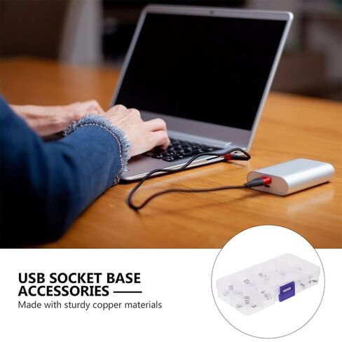 Yardwe 100pcs Micro USB Female Socket Connector, 5-pin Copper in Saudi Arabia