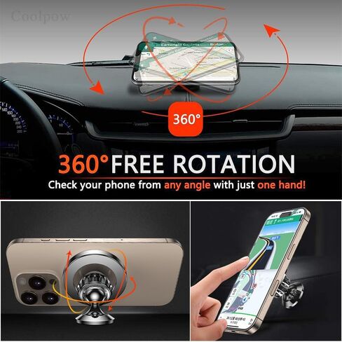 Romuto for MagSafe Car Mount【20 Strong Magnets】 Magnetic Phone Holder for Car Dashboard【360°Rotation】 Car Phone Holder Mount for iPhone 16 Pro Max 15 14 13 12 Plus soporte de telefono para carro in Saudi Arabia