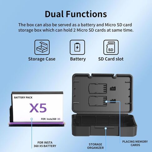 YDW 360 X5 Battery for insta360 x5, 2800mAh High Capacity 1 Packs for Insta360 X5 Camera (1) in Saudi Arabia