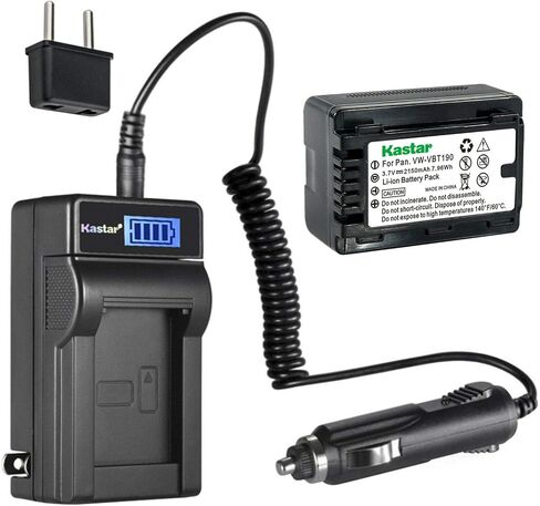 Kastar 1-Pack VW-VBT190 Battery and LCD AC Charger Compatible with Panasonic HC-V160, HC-V160K, HC-V160GK, HC-V180, HC-V180K, HC-V180GK, HC-V201, HC-V201K, HC-V210, HC-V210M, HC-V210GK, HC-V210MGK in Saudi Arabia