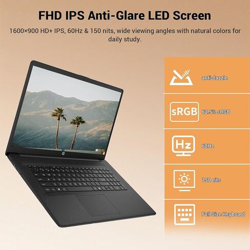 HP 17.3" Business Laptop, Intel Core 5 120U (Up to 5.0 GHz, 10-Core), 8GB RAM, 256GB SSD, Wi-Fi 6, Windows 11 with Office 365 for The Web, Large Screen, 2026 Edition in Saudi Arabia