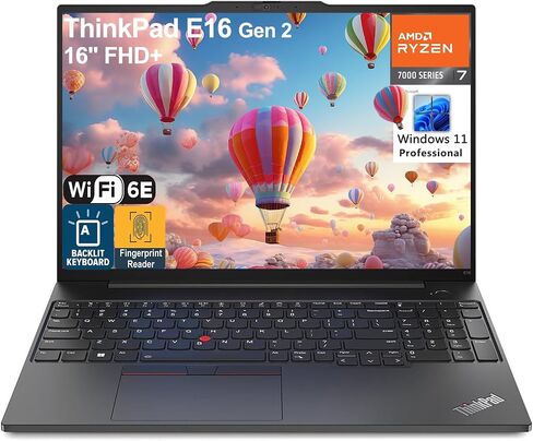Lenovo ThinkPad E16 16 WUXGA Laptop Computer, 64GB DDR5 RAM, 2TB PCIe SSD, AMD Octa-Core Ryzen 7 7735HS (Beat i7-1355U), WiFi 6E, Backlit KB, Fingerprint, Numeric Keypad, Win 11 Pro, Jet Black in Saudi Arabia