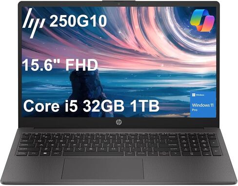 HP 250 G10 Laptop (15.6" FHD IPS Anti-glare, Intel i5-1334U, 32GB RAM, 1TB SSD, 10-Core(> Ryzen 7-7730U)), Business, College, Military Grade, Webcam w/Shutter, Numeric Keypad, HDMI, Win 11 Pro in Saudi Arabia