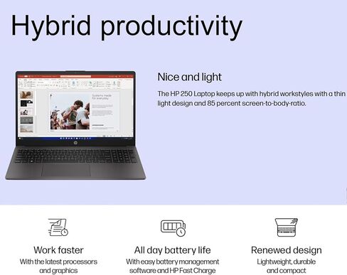 HP 250 G10 Laptop (15.6" FHD IPS Anti-glare, Intel i5-1334U, 32GB RAM, 1TB SSD, 10-Core(> Ryzen 7-7730U)), Business, College, Military Grade, Webcam w/Shutter, Numeric Keypad, HDMI, Win 11 Pro in Saudi Arabia