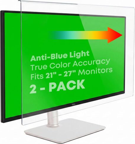 [2-Pack] 22 Inch Hanging Anti Blue Light Monitor Screen Protector - Blocks 87% 460nm Blue Light & 97% UV, Removable No Installation Design, 93% HD Clarity, Fits 21-22" Monitors in Saudi Arabia