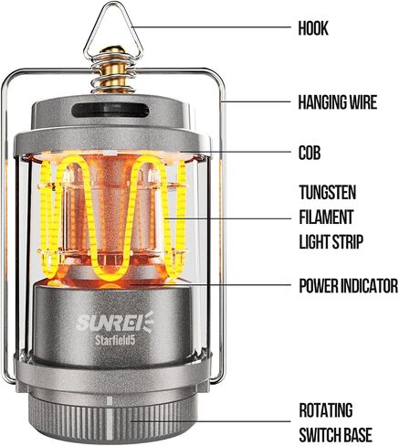 SUNREI Starfield 5 Vintage Camping Lantern, 300LM Dimmable Warm Glow Lamp in Saudi Arabia