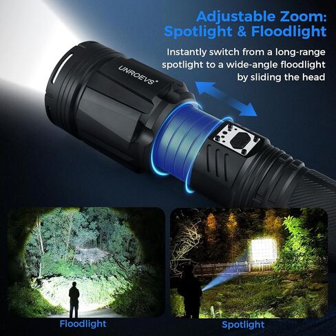 UNROEVS Brightest Flashlight 35000 High Lumens,28000 mAh USB Outpot in Saudi Arabia