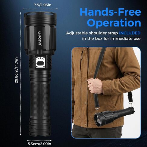 UNROEVS Brightest Flashlight 35000 High Lumens,28000 mAh USB Outpot in Saudi Arabia