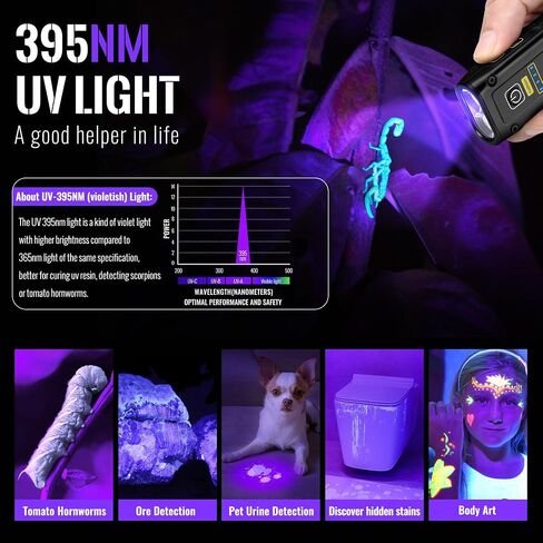 Flashlight UV Light 395nm, Blacklight EDC Flashlights Mini LED in Saudi Arabia