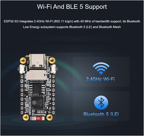 waveshare ESP32-S3 1.47inch LCD Display Development Board Type B with pre-soldered Header 172×320 Resolution 262K Display Color Display Supports 2.4GHz Wi-Fi and BLE 5 in Saudi Arabia