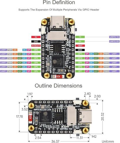 waveshare ESP32-S3 1.47inch LCD Display Development Board Type B with pre-soldered Header 172×320 Resolution 262K Display Color Display Supports 2.4GHz Wi-Fi and BLE 5 in Saudi Arabia