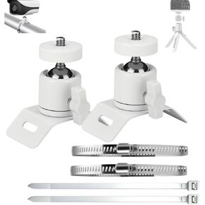 2-Pack White CCTV Security Mounting Bracket with 360° Rotatable Ball Head, 1/4" Screw Pole Column Mount Compatible with Arlo/Eufy/Ring/Wyze/Oculus Sensor, SLR Cameras/Tripods/Light Brackets in Saudi Arabia
