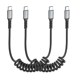 Short USB C to USB C Cable 1FT 2Pack,Coiled USB C to C Cable for Car in Saudi Arabia