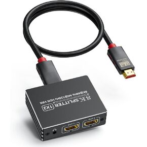 BolAAzuL HDMI 2.1 Splitter 1 in 2 Out 4K 120Hz w/ 8K HDMI Cable & Power in Saudi Arabia