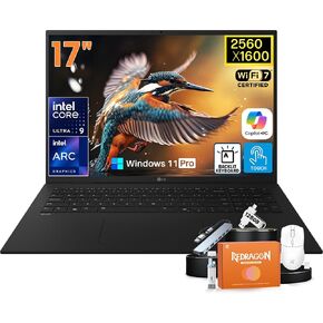 LG Gram 17" Touch Screen Laptop - Copilot+ PC, Windows 11 Pro, 32GB DDR5, 1TB SSD, Intel Core Ultra 9 288V, 17 inches 2.5K Anti-Glare Touchscreen, Intel Arc Graphics, Backlit KB, Wi-Fi 7, Accessories in Saudi Arabia