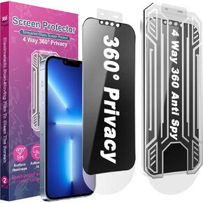 2 Pack 4 Way 360 Privacy Screen Protector for iPhone 16 / iPhone 15, 4-Way 360° anti-spy design blocks view from up, down, left & right, fully protect banking, message privacy in public in Saudi Arabia