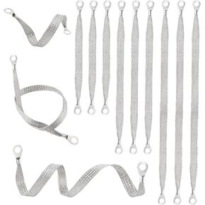 12PCS Automotive Ground Straps, 10/15/20 Inch Tinned Copper Braided Grounding Cable Straps with Ring Terminals, Universal Engine Vehicle Ground Wire Strap Kit for Most Cars (Silver) in Saudi Arabia