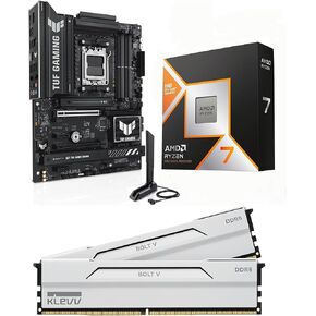 Micro Center CPU Motherboard Memory Combo: AMD Ryzen 7 9800X3D CPU Processor + ASUS TUF Gaming B850-PLUS Motherboard + KLEVV Bolt V DDR5 32GB (2x16GB) 6400MHz CL30 Ram Memory White in Saudi Arabia