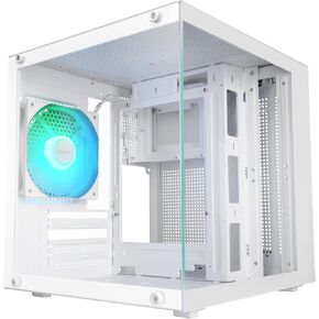Mars Gaming MC-Cube, MicroATX PC Case, Ultra-Compact Cube Format, Panoramic Tempered Glass, 120mm ARGB Rear Fan, Support for Liquid Cooling up to 120mm, Mini Tower with USB-C, White in Saudi Arabia