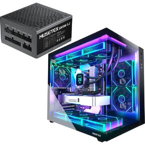 MUSETEX Y6 PC CASE ATX 6 PWM Prism ARGB Fans Pre-Installed Bundled 1000W PC Power Supply in Saudi Arabia