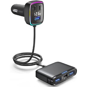 5FT Cable 115W 6-Port Multiport Car Charger, Cigarette Lighter USB Splitter in Saudi Arabia