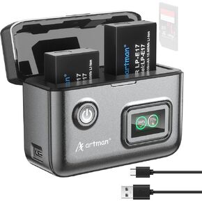 Artman LP-E17 بطارية 3 عبوات 1300 مللي أمبير وشاحن LCD ثلاثي الفتحات in Kuwait