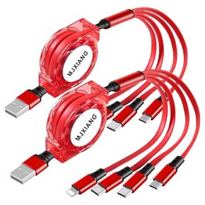 MJXIANG Retractable Multi Charging Cable 4 in 1, 3.3Ft 3A Fast Charger Cord in Saudi Arabia