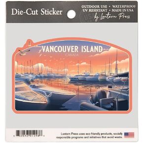 Lantern Press Large Sticker Vancouver Island, Canada, Lithograph, Home Sweet Harbor, Boats in Marina in Saudi Arabia