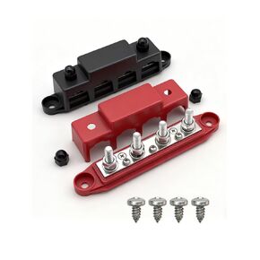 Bus Bar 12V 150A Power Distribution Block 4 x 5/16"(M8) Studs Marine Bus Bar Battery Bus Bar with Cover for Marine Car RV Solar Wiring (Pair, Red & Black) in Saudi Arabia