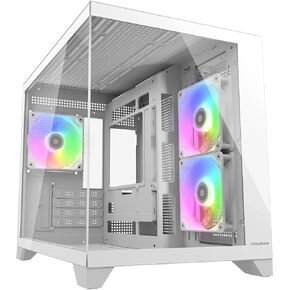 COUGAR FV150 Mini RGB, Mini Tower, RGB, Supports up to 400mm GPUs, 360mm AIO, Maximum 9 Fans, Mini-ITX, Micro-ATX and Reverse Connector motherboards, USB 3.2 Gen 2 Type-C (White) in Saudi Arabia