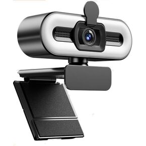 4K Webcam for PC with Ring Light, Computer Web Camera for Desktop Fast Auto Focus, Privacy Cover, USB Web Camera, Dual Stereo Microphone, Streaming Web Cam for PC Mac, Zoom Teams Twitch, Black in Saudi Arabia