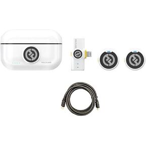 نظام ميكروفون لاسلكي Hollyland Lark M2 Lightning 2.4 جيجا هرتز أبيض مع كابل موستانج AV HS-101 HDMI in Kuwait