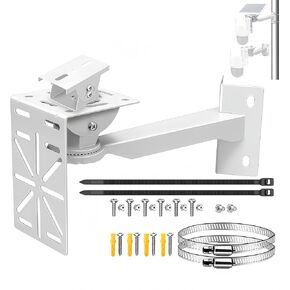 Security Camera Mount Kit - Pole/Wall Bracket with L-Adapter, 2 Stainless Steel Straps, Solar Panel Duckbill Bracket, Fits Dome/IP/PTZ Cameras, Indoor/Outdoor (Pole Mount Set with Solar Panel Bracket) in Saudi Arabia
