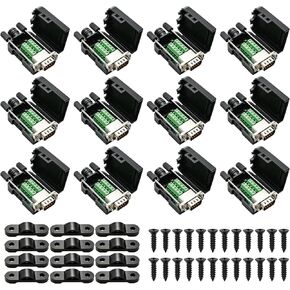 18Pack DB9 Connector Adapter Kit, 9 Pin D-SUB Male/Female Solder Cup Connectors, Tin Plated Housing, Lightweight Gray Plastic Hoods, Individually Bagged in Saudi Arabia