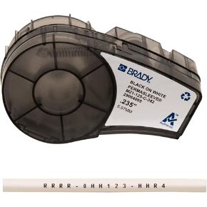 Brady Authentic (M21-187-C-342) PermaSleeve Heat Shrink Tubing for Control and Electrical Panels, Wire Harness, Black on White-For M210, M210-LAB, M211, BMP21-PLUS and BMP21-LAB Printers, .335" W 7' L in Saudi Arabia
