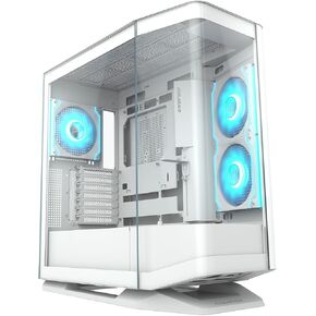 COUGAR FV270 Curved Tempered Glass PC Case | Spacious Interior for High-End Components | with Superior Airflow Design - Black (White RGB) in Saudi Arabia