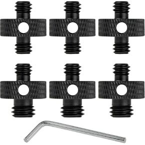 Camera Mount Screw 1/4" Male to 1/4" Male & 1/4" to 3/8" Tripod Screw Adapter with Hole 7 Pcs Set for Camera Tripod Mount Light Stand DSLR Equipped with Hex-L Key (Black) in Saudi Arabia