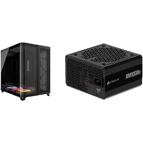 Corsair Case Power Supply Combo - AIR 5400 LX-R RGB iCUE Link Triple Chamber Mid-Tower Computer Case Bundle with RMe Series RM1000e 1000 W ATX 3.1 Compatible Cybenetics Gold Full Modular Power Supply in Saudi Arabia