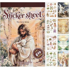 670Pcs+ Vintage Christian Bible Journaling Sticker Book, Faith Stickers with 20 Sheets Tear‑Away Scrapbook Background Papers for Journal Scrapbook Craft Supplies Religious Gift for Women Adults in Saudi Arabia