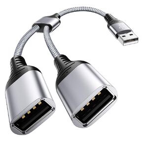 ANDTOBO USB Splitter, USB 2.0 A Male to 2 Dual USB Female Jack Y Splitter Hub Power Cord Extension Adapter Cable in Saudi Arabia