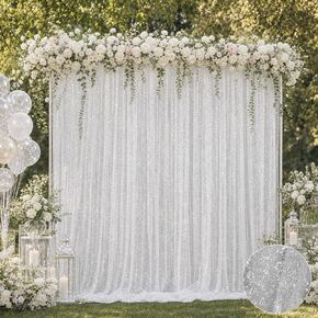 Bupelo White Tulle Backdrop Curtains with Gold Foil 15x8ft Sheer Curtain in Saudi Arabia