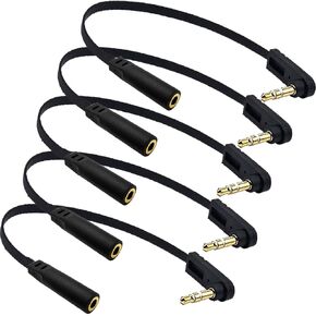 كابل تمديد صوتي 6 بوصة 3.5 ملم، مستقيم من الذكور إلى الزاوية اليمنى ذكر 1/8 بوصة TRS Jack Extender AUX سلك لسماعات الرأس، ومكبر الصوت، وستيريو السيارة، وستيريو منزلي، 5 عبوات in Kuwait