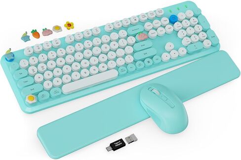 Wireless Keyboard and Mouse Combo, Typewriter Keyboard, Magnetic Wrist Rest in Saudi Arabia