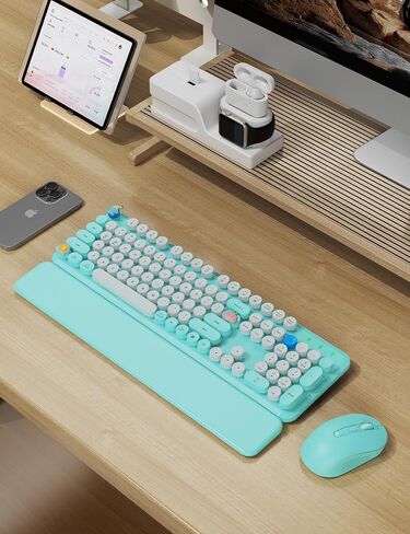 Wireless Keyboard and Mouse Combo, Typewriter Keyboard, Magnetic Wrist Rest in Saudi Arabia