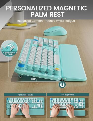 Wireless Keyboard and Mouse Combo, Typewriter Keyboard, Magnetic Wrist Rest in Saudi Arabia