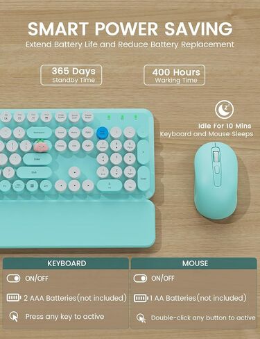 Wireless Keyboard and Mouse Combo, Typewriter Keyboard, Magnetic Wrist Rest in Saudi Arabia