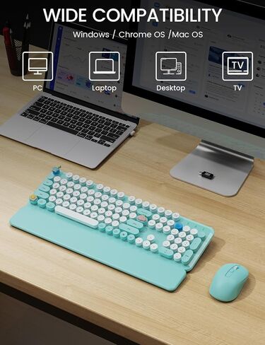 Wireless Keyboard and Mouse Combo, Typewriter Keyboard, Magnetic Wrist Rest in Saudi Arabia