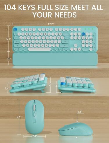 Wireless Keyboard and Mouse Combo, Typewriter Keyboard, Magnetic Wrist Rest in Saudi Arabia