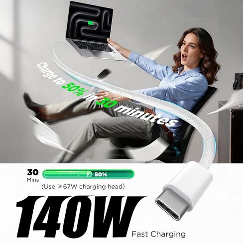 LUCMO Magnetic 3 Cable 10 FT for M5/M4/M3/M2 MacBook Air Pro Charger, 140W Fast Charger USB C Cord for MacBook Air (13"/15" 2026/2025/2024/2023/2022), Pro (16"/14" 2026/2025/2024/2023/2021), White in Saudi Arabia