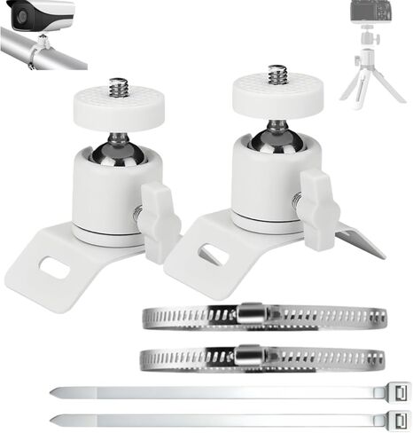 2-Pack White CCTV Security Mounting Bracket with 360° Rotatable Ball Head, 1/4" Screw Pole Column Mount Compatible with Arlo/Eufy/Ring/Wyze/Oculus Sensor, SLR Cameras/Tripods/Light Brackets in Saudi Arabia